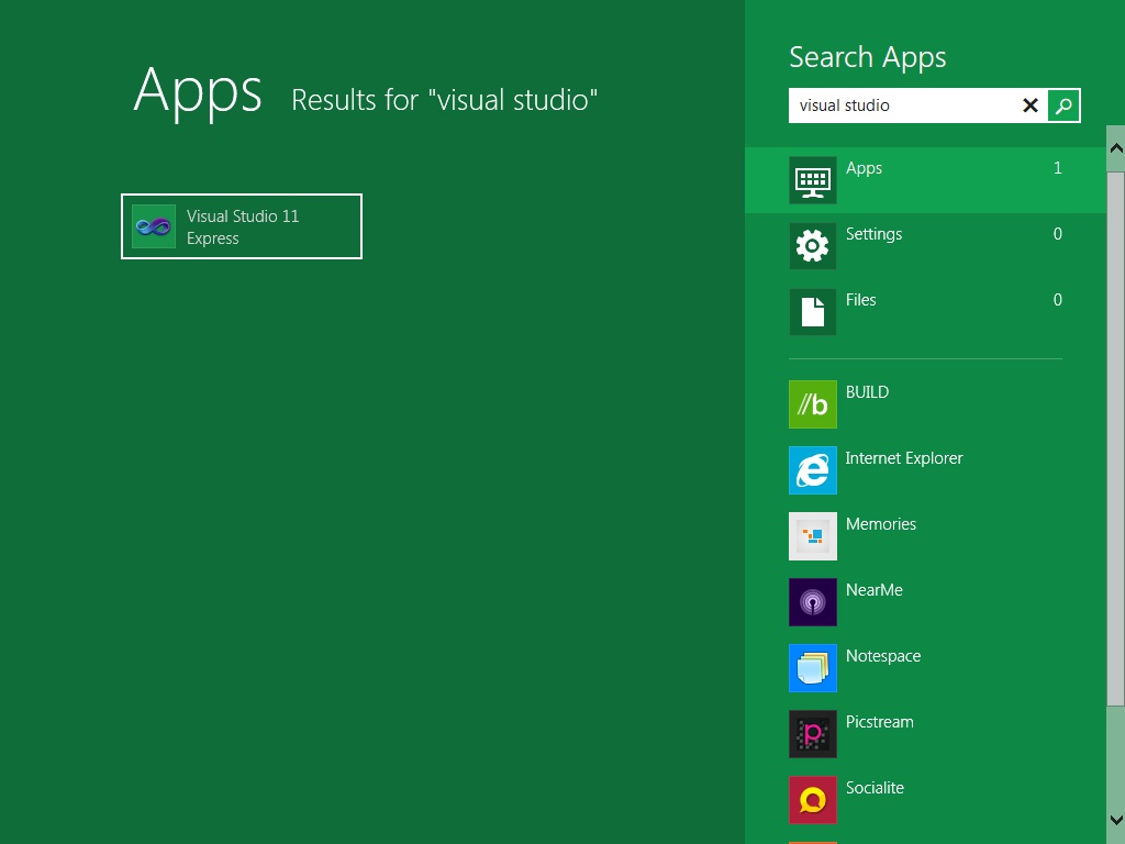 Windows 8 Screenshot Search Metro